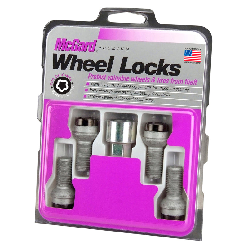 McGard Wheel Lock Bolt Set - 4pk. (Radius Seat) M14X1.5 / 17mm Hex / 27.0mm Shank Length - Black - 0