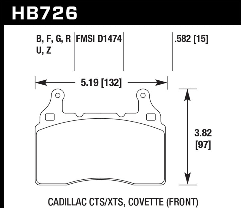 Hawk 2014 Chevrolet Corvette HPS 5.0 Front Brake Pads - 0