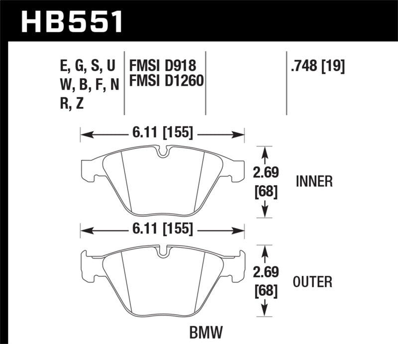 Hawk 2011 BMW 1-Series M HPS 5.0 Front Brake Pads - 0