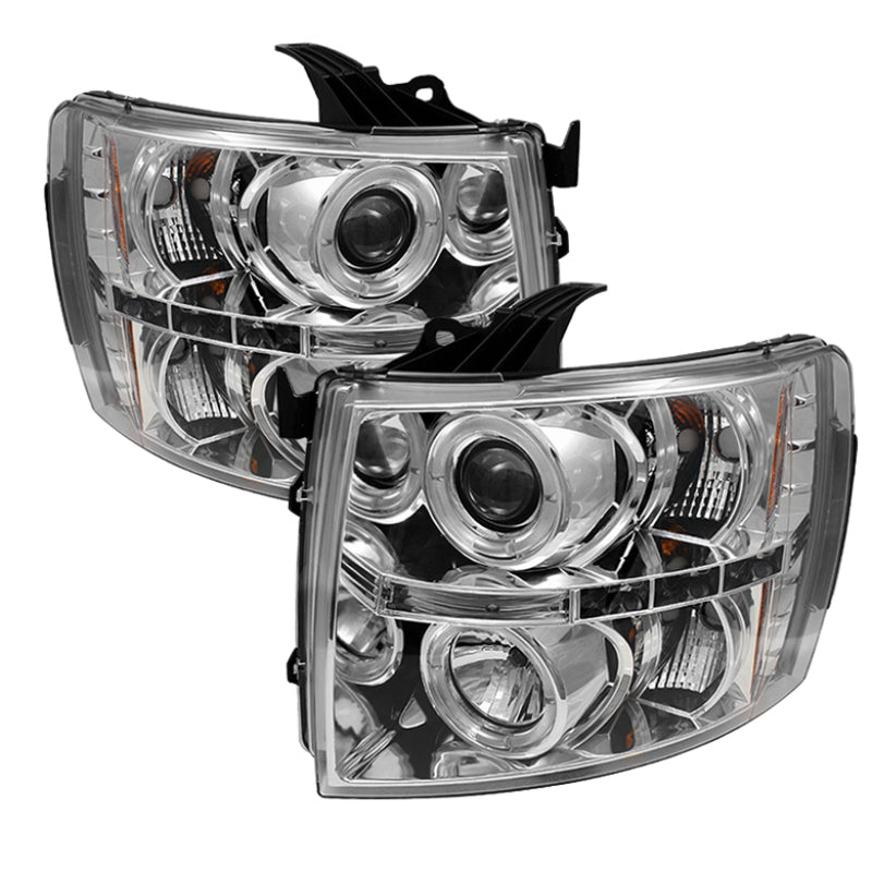 Spyder Chevy Silverado 1500 07-13 Projector Headlights LED Halo LED Chrm PRO-YD-CS07-HL-C - 0