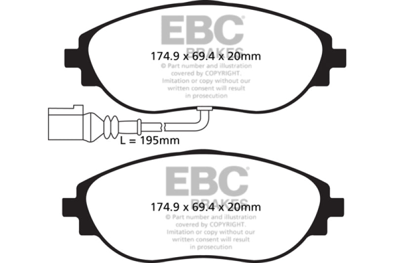 EBC 14-20 Audi S3 2.0 Turbo Redstuff Front Brake Pads - 0