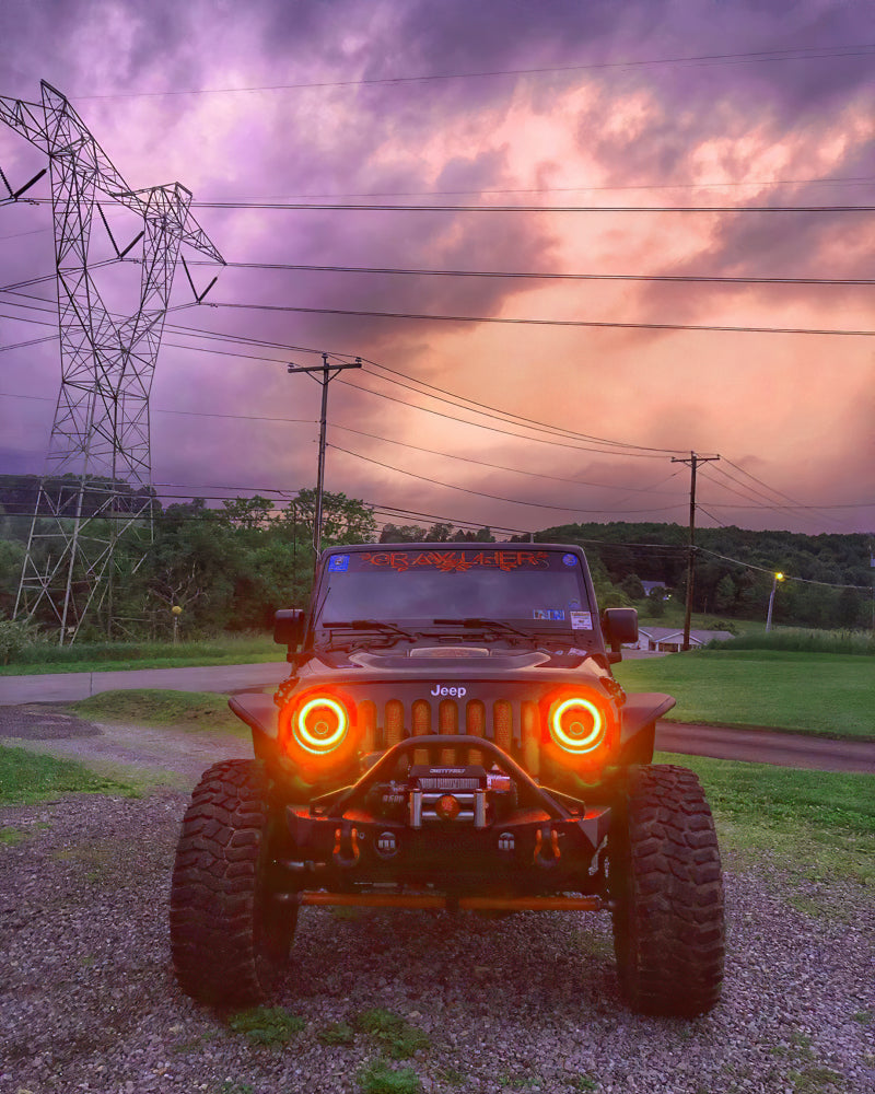 Oracle 7in High Powered LED Headlights - Black Bezel - ColorSHIFT 2.0