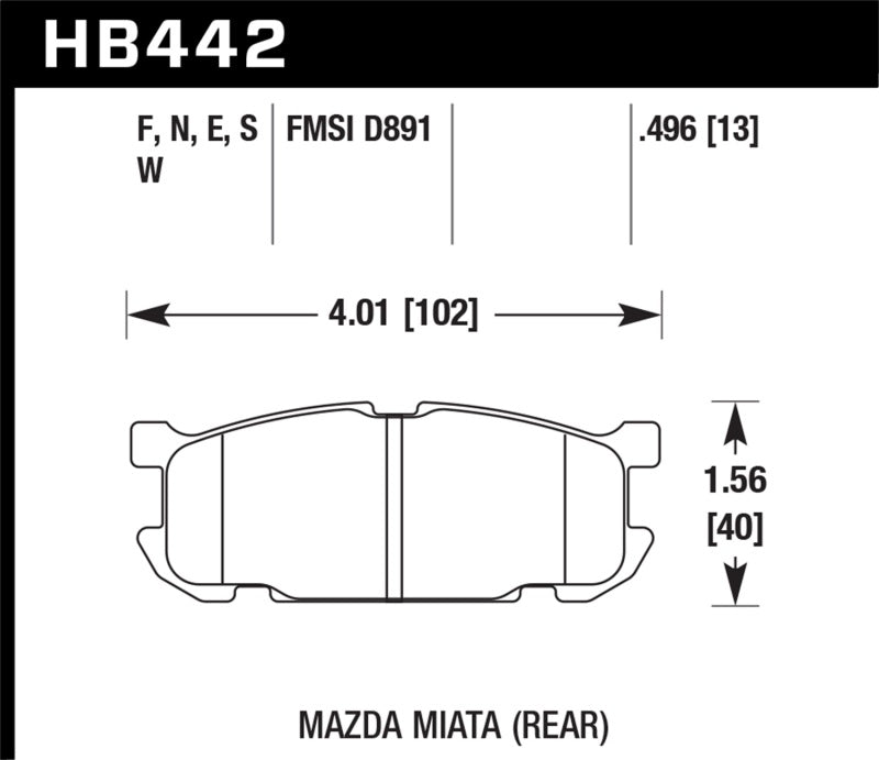 Hawk 01-02 Miata w/ Sport Suspension HPS  Street Rear Brake Pads (D891) - 0