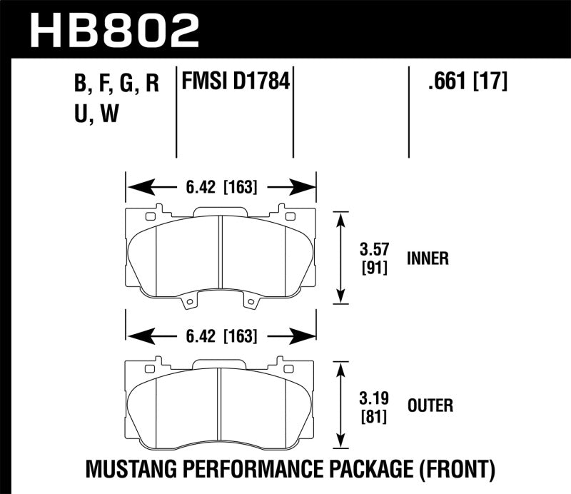 Hawk 15-17 Ford Mustang Performance Package HPS 5.0 Front Brake Pads - 0