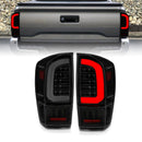 ANZO 16-21 Toyota Tacoma LED Tail Lights - w/ Light Bar Sequential Black Housing & Smoke Lens-2