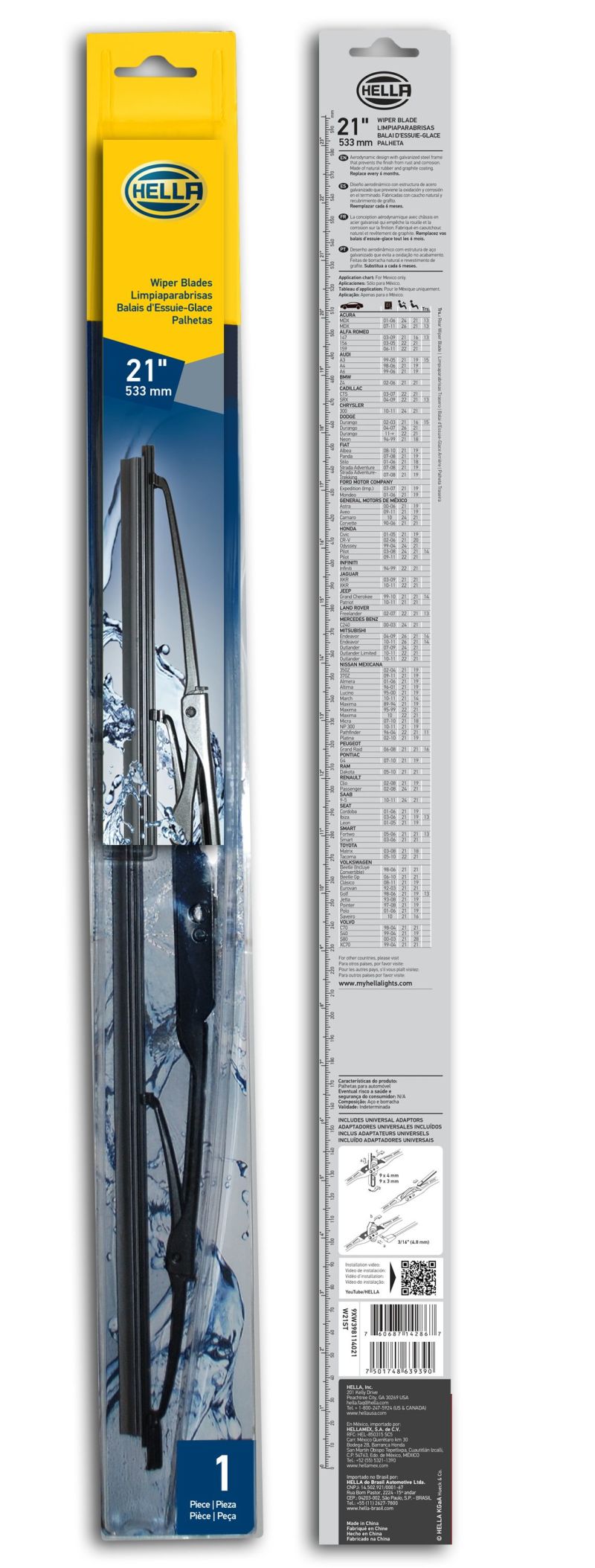 Hella Standard Wiper Blade 21in - Single - 0