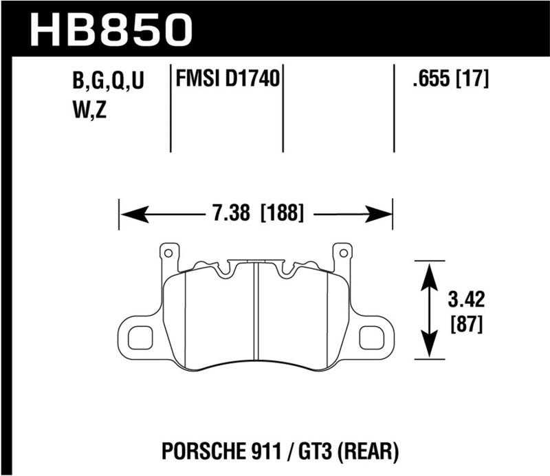 Hawk Audi 14-19 Porsche 911 / 2016 Cayman / 17-19 Panamera PC Rear Brake Pads w/ Carbon Ceramics - 0