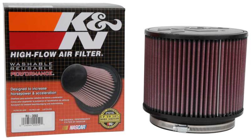 K&N Universal Rubber Filter 6in FLange ID / 7.5in OD / 6in Height / Round Straight