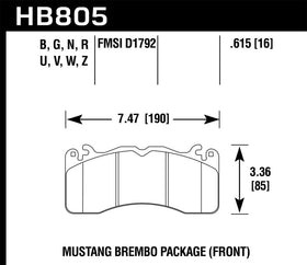 Hawk 15-17 Ford Mustang Brembo Package HPS 5.0 Front Brake Pads - 0