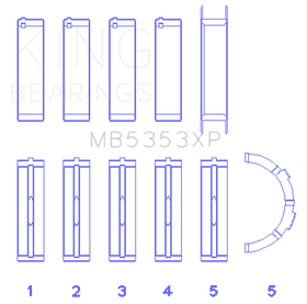 King Engine Bearings Ford 281 4.6L SOHC 16V Performance Main Bearing Set - Size STD - 0