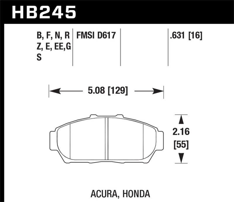 Hawk 94-01 Acura Integra (excl Type R)  DTC-60 Race Front Brake Pads - 0