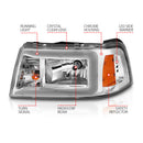 ANZO 2001-2011 Ford Ranger Crystal Headlights w/ Light Bar Chrome Housing-2