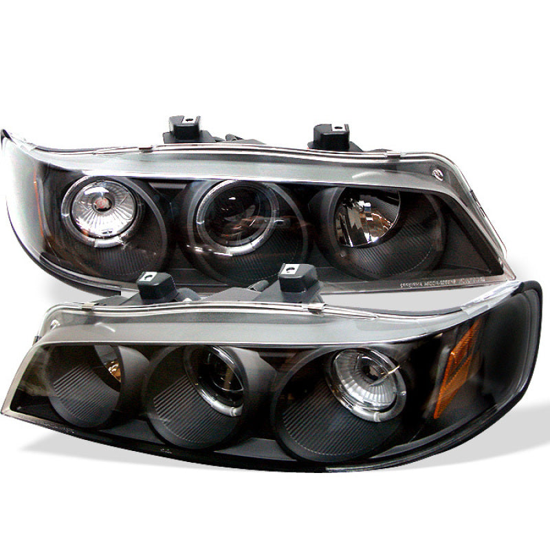 Spyder Honda Accord 94-97 1PC Projector Headlights LED Halo Amber Reflctr Blk PRO-YD-HA94-AM-BK - 0