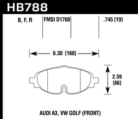 Hawk 15-17 VW Golf / Audi A3/A3 Quattro Front High Performance 5.0 Brake Pads - 0