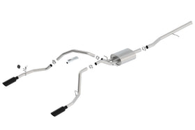 Borla 14 Sierra 1500 C/B S-Type Exhaust/2.75in Into Dual 2.25in Out 4in Split Rear Exit-Black Chrome - 0