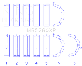 King Engine Bearings Ford Prod. V8 4.6L/5.4L (Size STD) Performance Main Bearing Set - Size STD