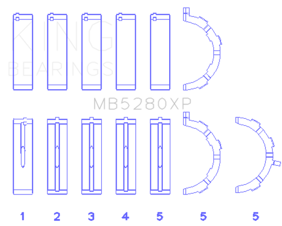 King Engine Bearings Ford Prod. V8 4.6L/5.4L (Size STD) Performance Main Bearing Set - Size STD