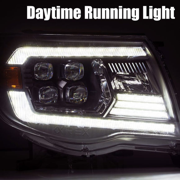 AlphaRex 05-11 Toyota Tacoma NOVA LED Projector Headlights Plank Style Alpha Black w/Actv Light/DRL