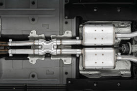 MBRP 2015+ Dodge Challenger 3.6L SS 2.5in Quad Tip Split Rear Exit w/ Carbon Fiber Tips - T304 - 0