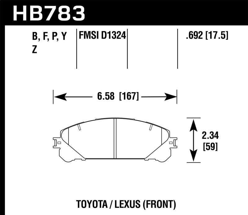 Hawk 08-16 Toyota Highlander Performance Ceramic Street Front Brake Pads - 0