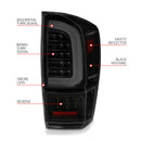 ANZO 16-21 Toyota Tacoma LED Tail Lights - w/ Light Bar Sequential Black Housing & Smoke Lens-6