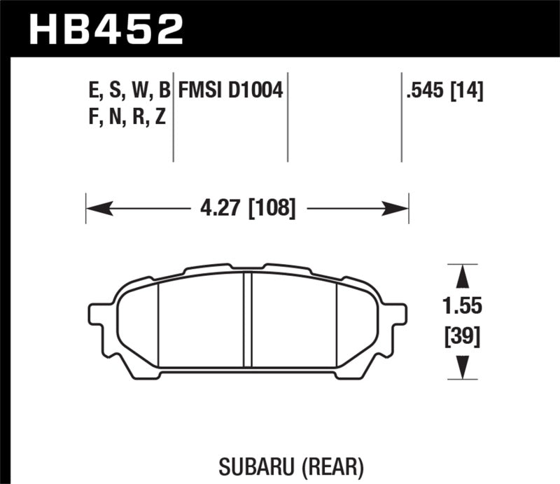 Hawk 03-05 WRX D1004 HP+ Street Rear Brake Pads - 0