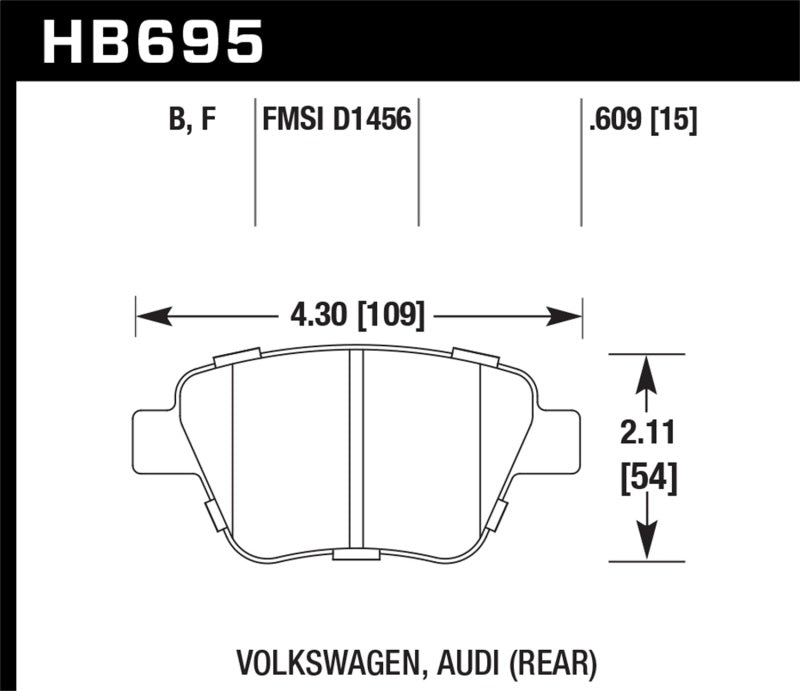 Hawk 12 Audi A3 / 11-12 VW Golf GTI/Jetta S/Jetta SE/Jetta SEL/Jetta TDI HPS Street Rear Brake Pads - 0