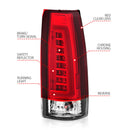 ANZO 1999-2000 Cadillac Escalade LED Taillights Chrome Housing Red/Clear Lens Pair-4