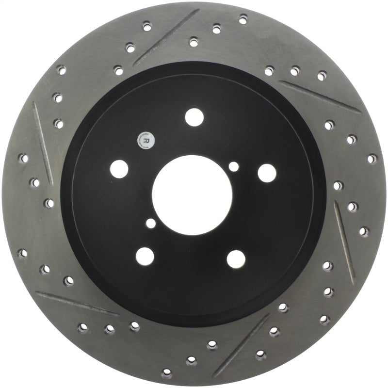 StopTech 16-17 Subaru WRX (w/Eyesight Technology) Sport Slotted & Drilled Rear Right Rotor - 0