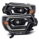 AlphaRex 12-15 Toyota Tacoma LUXX LED Projector Headlights Plank Style Black w/DRL-1