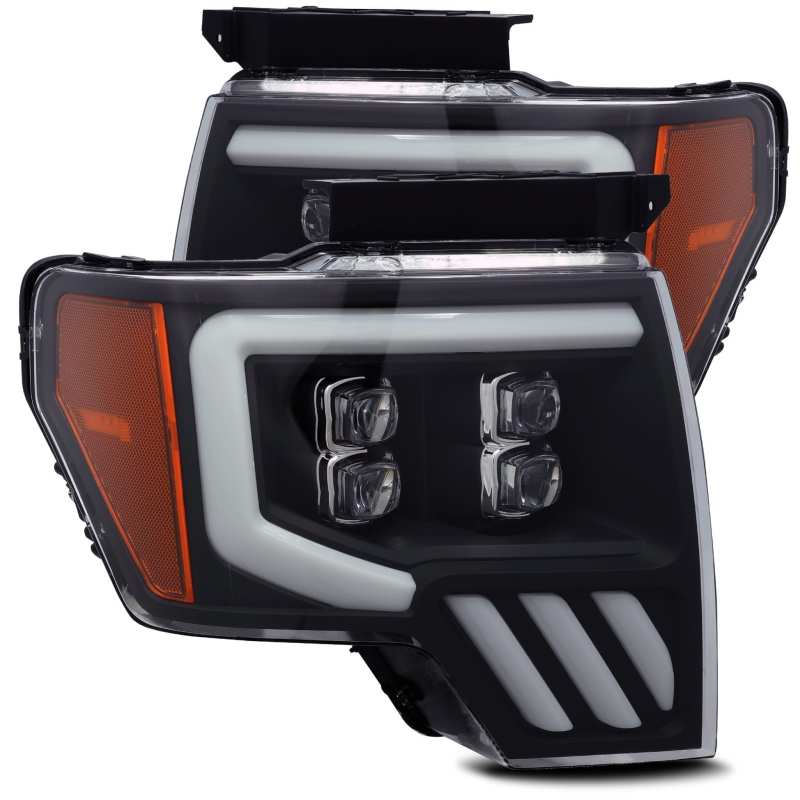 AlphaRex 09-14 Ford F-150 NOVA LED Proj Headlights Plank Style Matte Black w/Activ Light/Seq Signal - 0