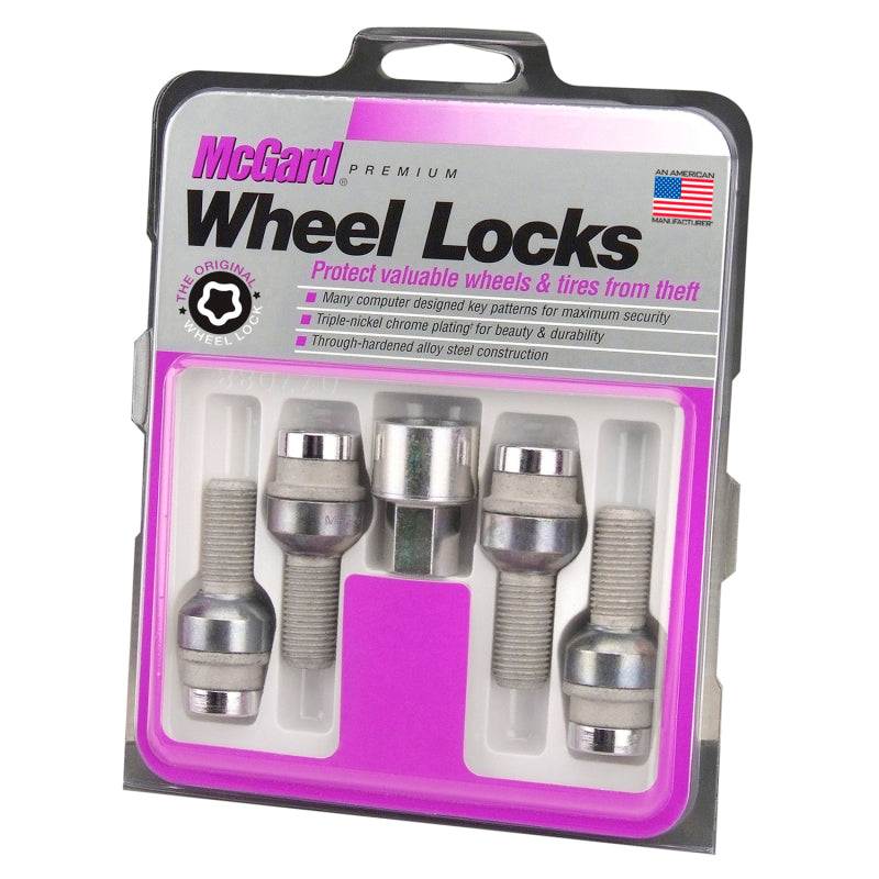 McGard Wheel Lock Bolt Set - 4pk. (Radius Seat) M14X1.5 / 17mm Hex / 28.2mm Shank Length - Chrome - 0