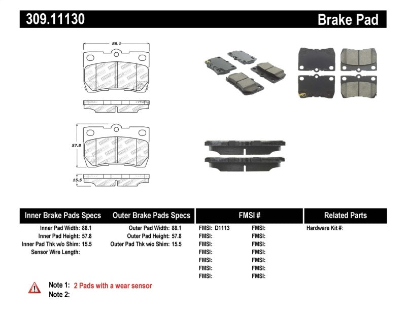 StopTech Performance 06 Lexus GS300/430 / 07-08 GS350 / 06-08 IS250/350 Rear Brake Pads - 0