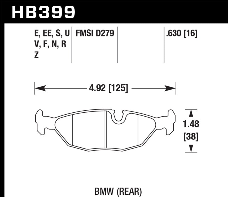 Hawk 84-4/91 BMW 325 (E30) HPS Street Rear Brake Pads - 0