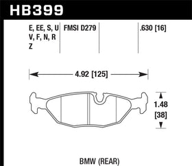 Hawk 84-4/91 BMW 325 (E30) HT-10 Rear Race Pads (NOT FOR STREET USE) - 0