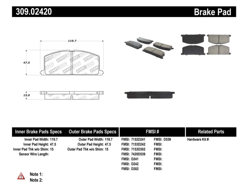 StopTech Performance Brake Pads - 0