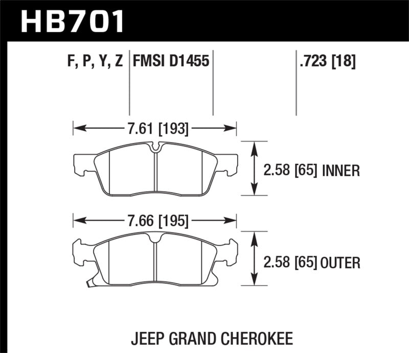 Hawk 11-12 Dodge Durango / 11-12 Jeep Grand Cherokee Perf Ceramic Front Street Brake Pads - 0