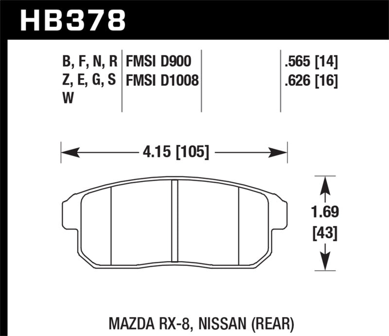 Hawk 03-07 RX8 HPS Street Rear Brake Pads (D1008) - 0