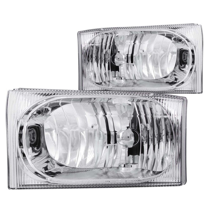 ANZO 2000-2004 Ford Excursion Crystal Headlights Chrome 2pc - 0