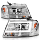 ANZO 2004-2008 Ford  F-150 Projector Headlights w/ Light Bar Chrome Housing-4