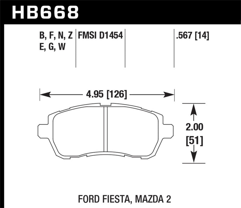 Hawk 2011-2014 Ford Fiesta S Sedan HPS 5.0 Front Brake Pads - 0