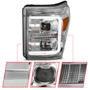 ANZO 11-16 Ford F-250/F-350/F-450 Projector Headlights w/ Plank Style Switchback Chrome w/Amber-7