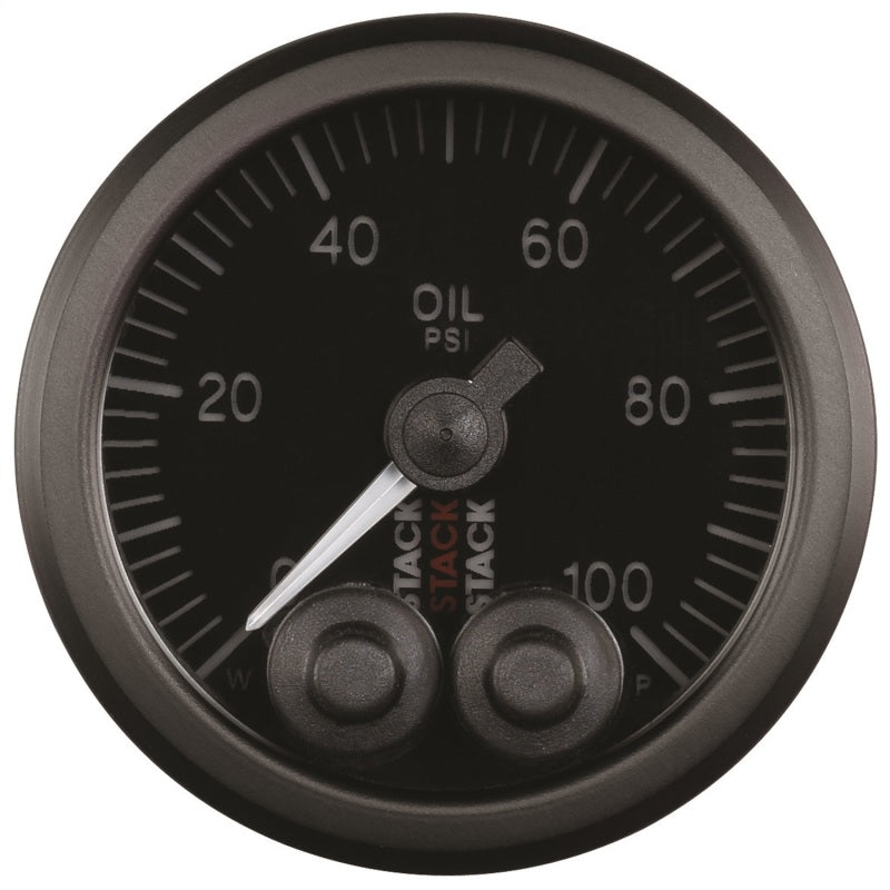 Autometer Stack Instruments Pro Control 52mm 0-100 PSI Oil Pressure Gauge - Black (1/8in NPTF Male) - 0