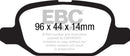 EBC 11+ Fiat 500 1.4 (ATE Calipers) Yellowstuff Rear Brake Pads-5
