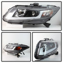 Spyder 12-14 Honda Civic (Excl. 2014 Coupe) Projector Headlights Lgtbr DRL Black PRO-YD-HC12-DRL-BK-12