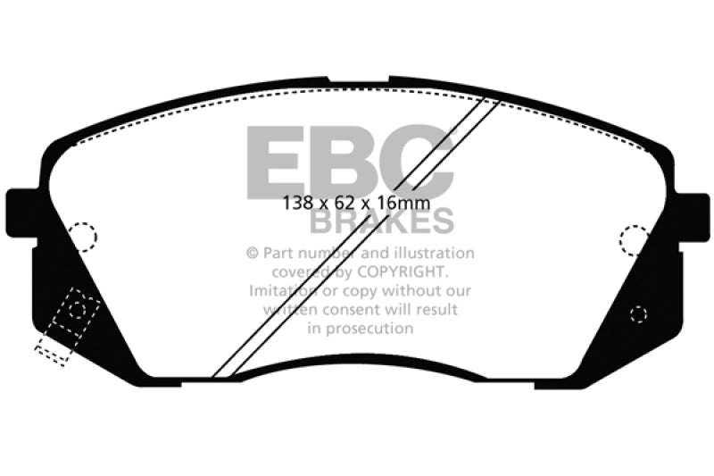 EBC 15+ Hyundai Sonata 1.6 Turbo (Elec Park Brake) Redstuff Front Brake Pads - 0