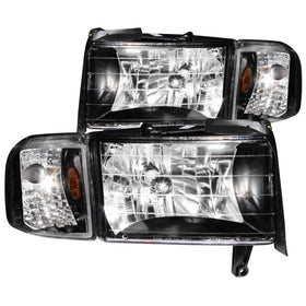 ANZO 1994-2001 Dodge Ram Crystal Headlights Black - 0