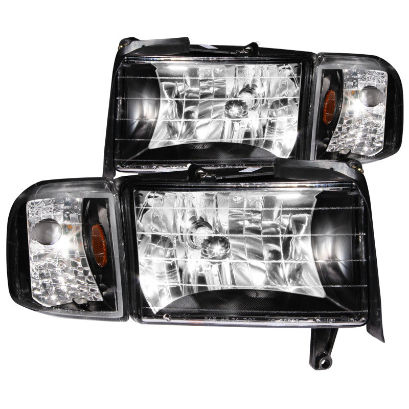 ANZO 1994-2001 Dodge Ram Crystal Headlights Black - 0