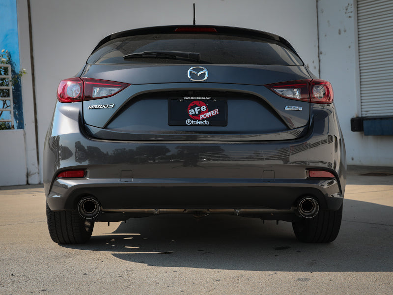 aFe Takeda 2-1/2in 304 SS Axle-Back Exhaust w/ Carbon Fiber Tips 14-18 Mazda 3 L4 2.0L/2.5L - 0