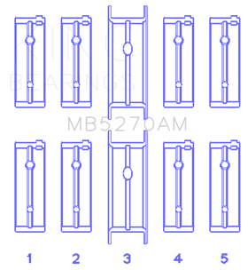 King Engine Bearings Chrysler 148/148 Turbo DOHC 16V/Jeep 148 DOHC 16V Main Bearing Set - Size STD - 0